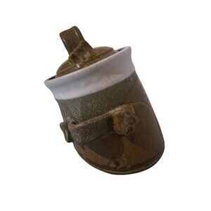 Signed Pottery Intentionally Slanted Canister Honey Pot Or Sugar Bowl